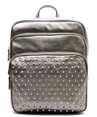 Studed Backpack Design Faux Leather BP1291 39839 Grey